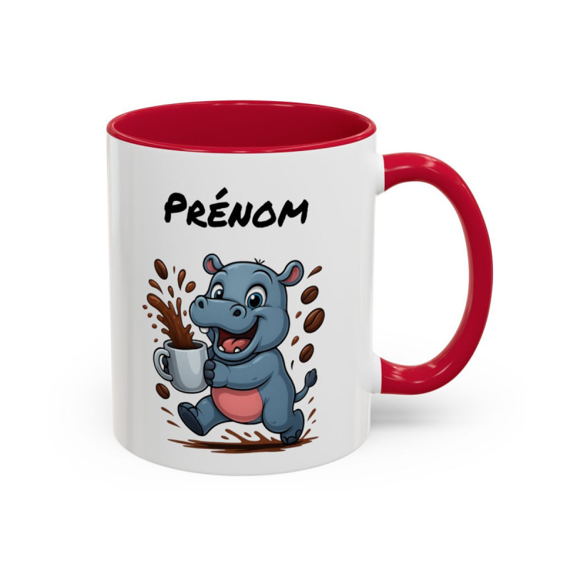 Tasse Hippopotame Personnalisable avec Café – Mug Animal Amusant et Dynamique – Cadeau Humour Matin Énergie 325ml