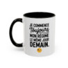 Tasse Humour Régime Demain – Mug Smiley Clin d’Œil Drôle – Cadeau Motivation et Autodérision 325ml