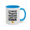 Tasse Humour Régime Demain – Mug Smiley Clin d’Œil Drôle – Cadeau Motivation et Autodérision 325ml