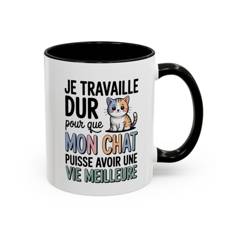 Tasse Humour Mon Chat Vie Meilleure – Mug Chat Mignon pour Amoureux des Chats – Cadeau Propriétaire de Chat 325ml
