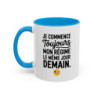 Tasse Humour Régime Demain – Mug Smiley Clin d’Œil Drôle – Cadeau Motivation et Autodérision 325ml
