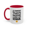 Tasse Humour Régime Demain – Mug Smiley Clin d’Œil Drôle – Cadeau Motivation et Autodérision 325ml