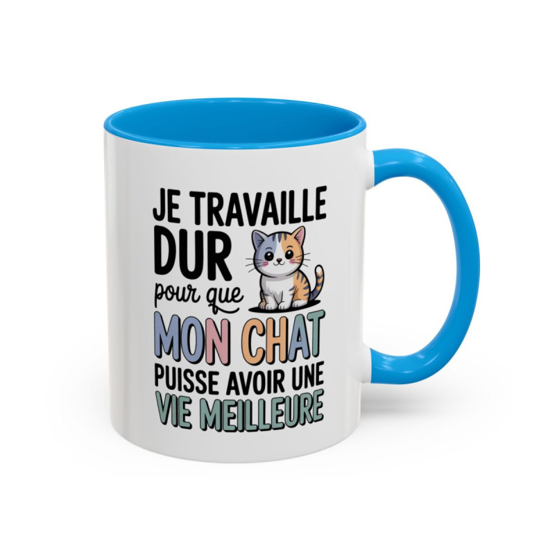 Tasse Humour Mon Chat Vie Meilleure – Mug Chat Mignon pour Amoureux des Chats – Cadeau Propriétaire de Chat 325ml
