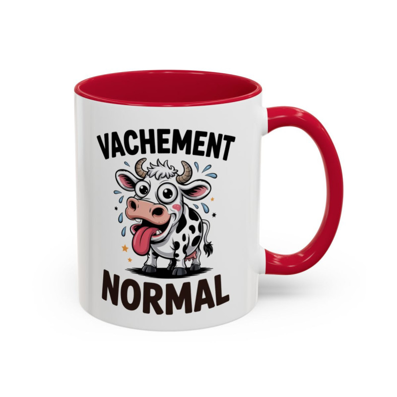 Tasse Humour Vache “Vachement Normal” – Mug Vache Cartoon Drôle – Cadeau Amusant 325ml Noir Bleu Rouge
