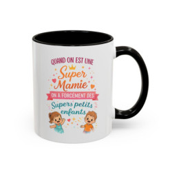 Tasse Super Mamie avec Petits-Enfants – Mug Cadeau Grand-Mère Humour et Amour – Idée Fête des Grands-Mères