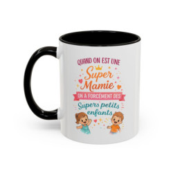 Tasse Super Mamie avec Petits-Enfants – Mug Cadeau Grand-Mère Humour et Amour – Idée Fête des Grands-Mères