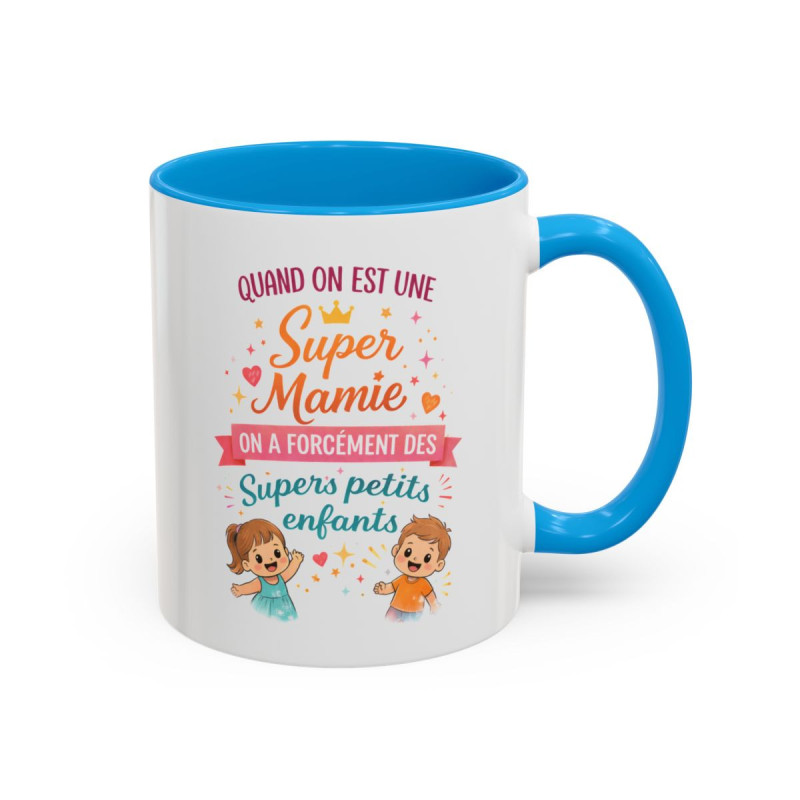 Tasse Super Mamie avec Petits-Enfants – Mug Cadeau Grand-Mère Humour et Amour – Idée Fête des Grands-Mères