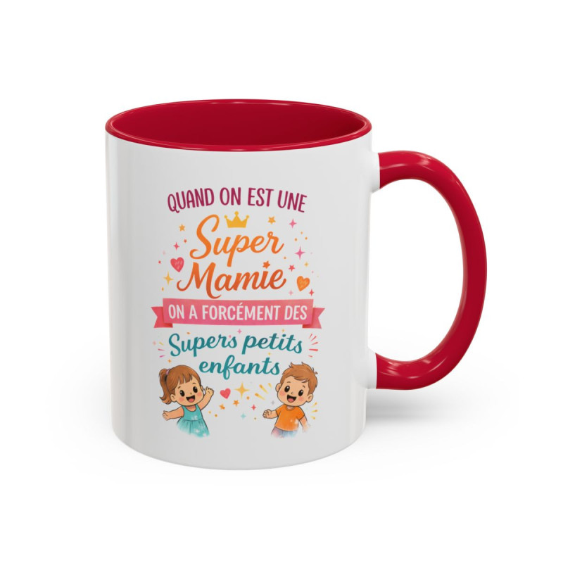 Tasse Super Mamie avec Petits-Enfants – Mug Cadeau Grand-Mère Humour et Amour – Idée Fête des Grands-Mères