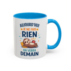 Tasse Aujourd’hui Je Ne Fais Rien – Mug Paresseux Endormi Humoristique – Cadeau Humour Détente