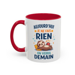 Tasse Aujourd’hui Je Ne Fais Rien – Mug Paresseux Endormi Humoristique – Cadeau Humour Détente