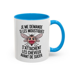 Tasse Moustique Humour – Mug Insecte Cartoon Drôle – Cadeau Original Fun et Décalé 325ml Noir Bleu Rouge