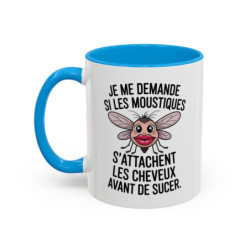 Tasse Moustique Humour – Mug Insecte Cartoon Drôle – Cadeau Original Fun et Décalé 325ml Noir Bleu Rouge