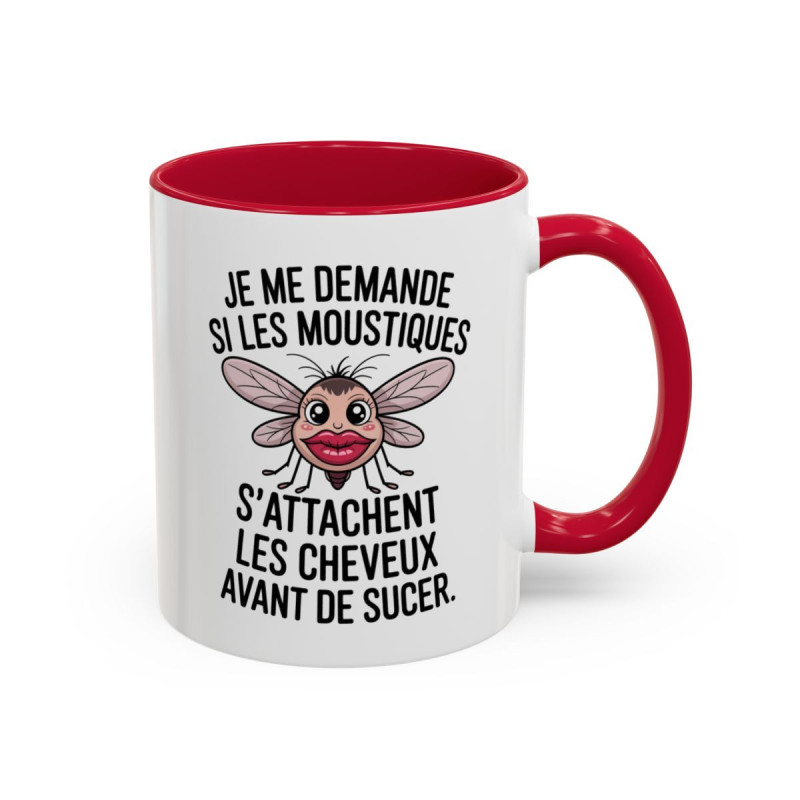 Tasse Moustique Humour – Mug Insecte Cartoon Drôle – Cadeau Original Fun et Décalé 325ml Noir Bleu Rouge
