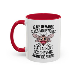Tasse Moustique Humour – Mug Insecte Cartoon Drôle – Cadeau Original Fun et Décalé 325ml Noir Bleu Rouge