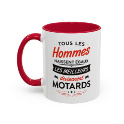 Tasse Motard Humour – Tous les Hommes Naissent Égaux les Meilleurs Deviennent Motards – Mug Cadeau Passion Moto
