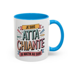 Tasse Je Suis Attachiante du Matin au Soir – Mug Humour Femme Drôle et Tendance – Cadeau Original 325ml Noir Bleu Rouge