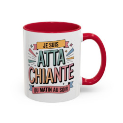 Tasse Je Suis Attachiante du Matin au Soir – Mug Humour Femme Drôle et Tendance – Cadeau Original 325ml Noir Bleu Rouge