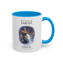 Tasse Signe Verseau Humour – Je Ne Suis Pas Parfait Mais Je Suis Verseau – Cadeau Astrologie Original 325ml