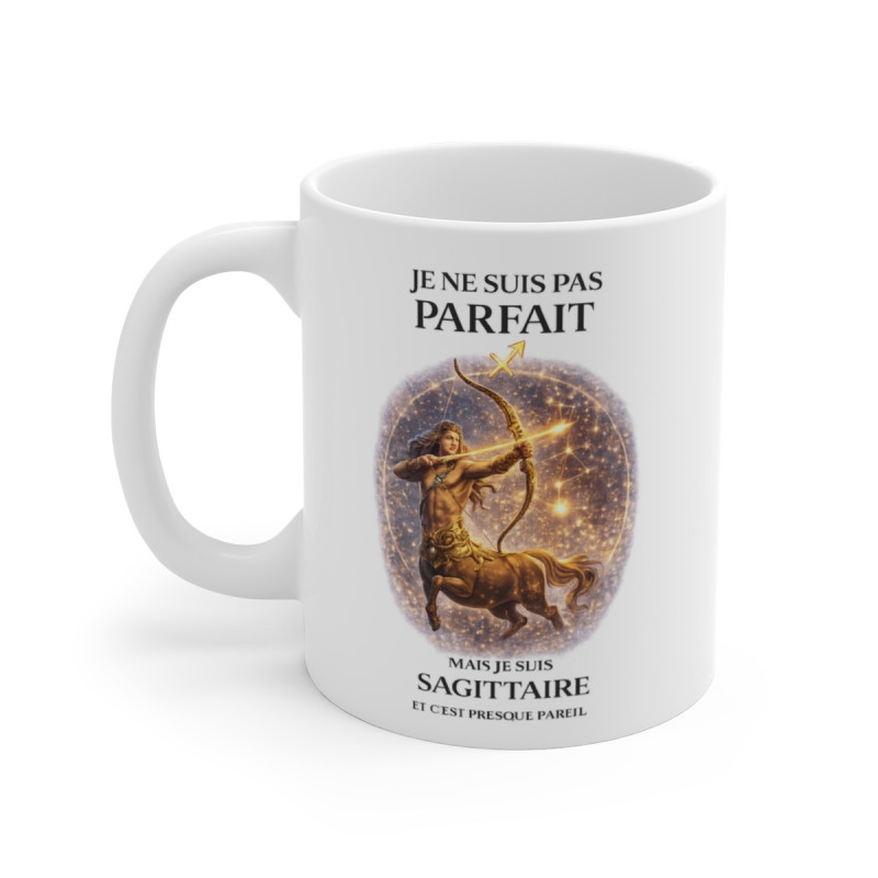 Mug Signe Astrologique Sagittaire – “Je Ne Suis Pas Parfait Mais Je Suis Sagittaire” – Tasse Horoscope