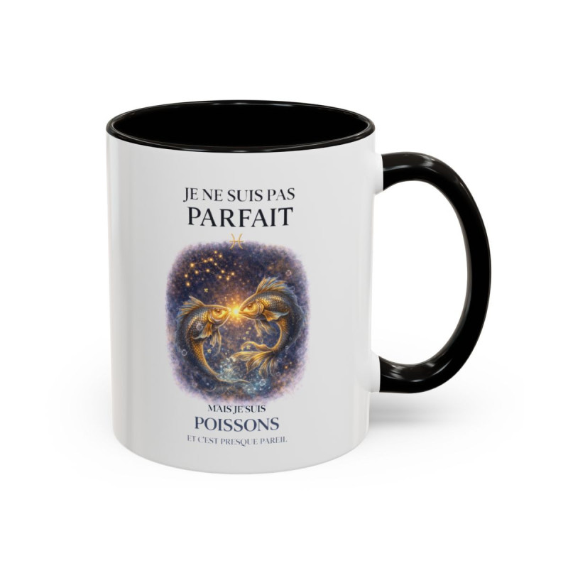 Tasse Signe Astrologique Poissons Humour – Je Ne Suis Pas Parfait Mais Je Suis Poissons – Cadeau Horoscope Original 325ml