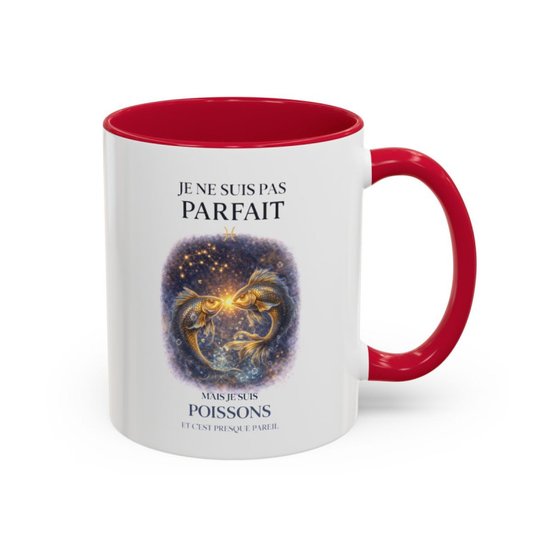 Tasse Signe Astrologique Poissons Humour – Je Ne Suis Pas Parfait Mais Je Suis Poissons – Cadeau Horoscope Original 325ml
