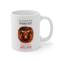 Mug Signe Astrologique Bélier – “Je Ne Suis Pas Parfait Mais Je Suis Bélier” – Tasse Horoscope Zodiac Cosmique 325ml