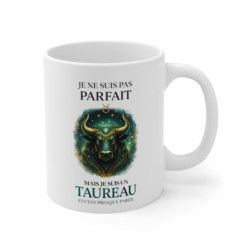 Mug Signe Astrologique Taureau – “Je Ne Suis Pas Parfait Mais Je Suis Taureau” – Tasse Horoscope Zodiac Cosmique 325ml