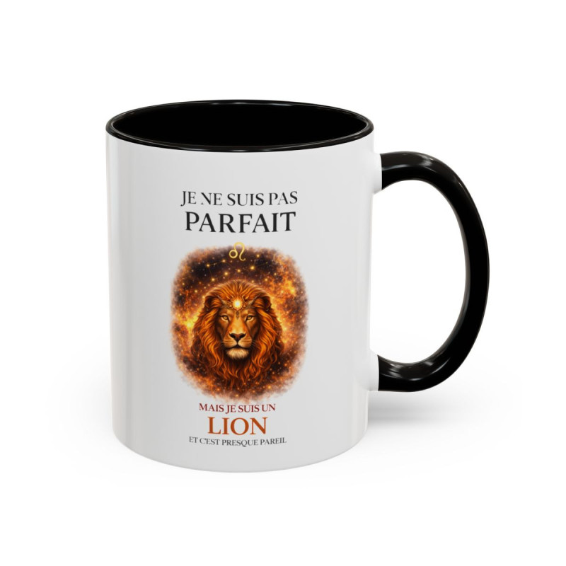 Tasse Signe Astrologique Lion Humour – Je Ne Suis Pas Parfait Mais Je Suis Lion – Mug Horoscope Cadeau Original 325ml