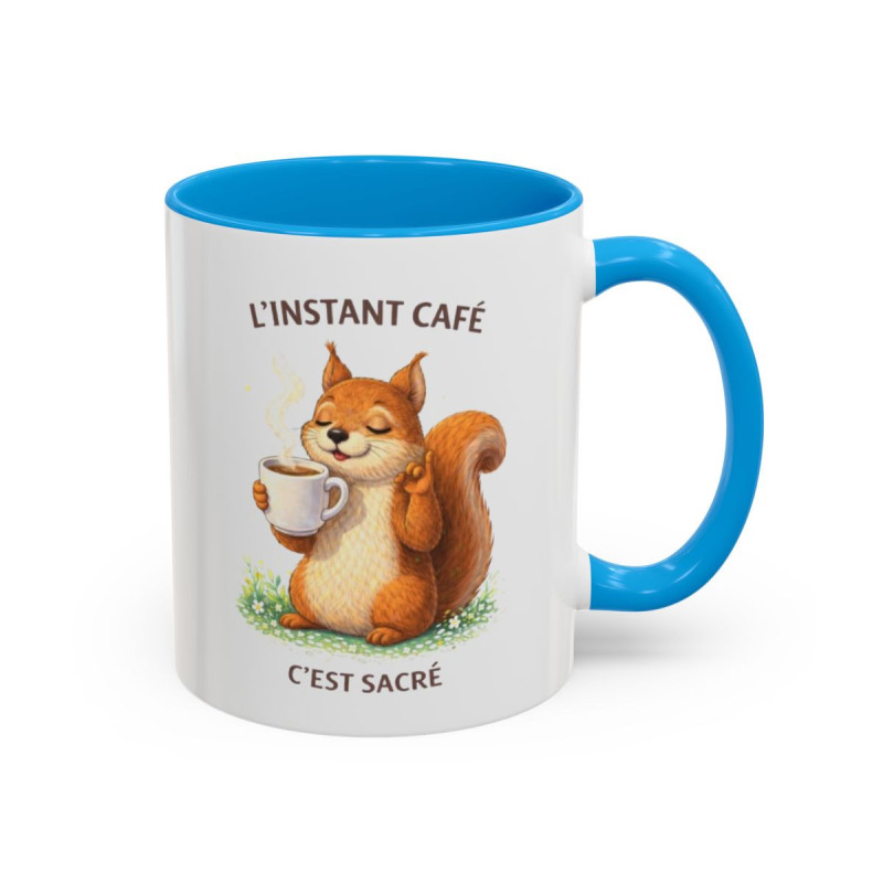Tasse Café Humour Écureuil – L’Instant Café C’est Sacré – Mug Original Amoureux du Café Cadeau Drôle