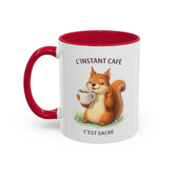 Tasse Café Humour Écureuil – L’Instant Café C’est Sacré – Mug Original Amoureux du Café Cadeau Drôle
