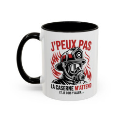 Tasse Pompier Humour – J’Peux Pas La Caserne M’Attend – Mug Cadeau Pompier Original Caserne Pompiers 325ml