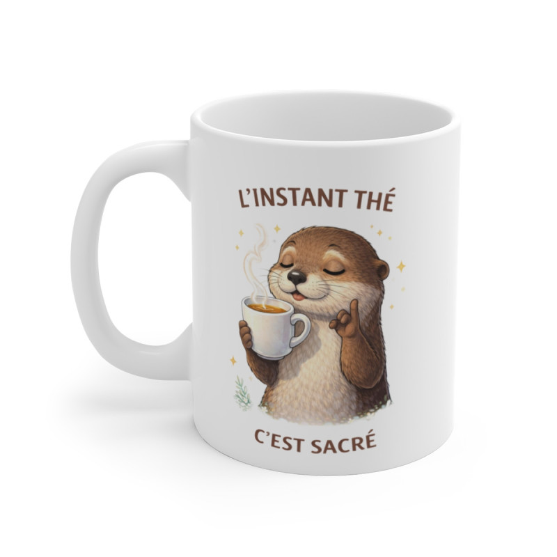 Mug Loutre Humoristique – “L’instant thé c’est sacré” – Tasse Drôle Amoureux du Thé Cute 325ml