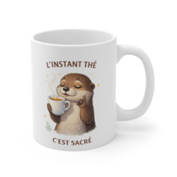 Mug Loutre Humoristique – “L’instant thé c’est sacré” – Tasse Drôle Amoureux du Thé Cute 325ml
