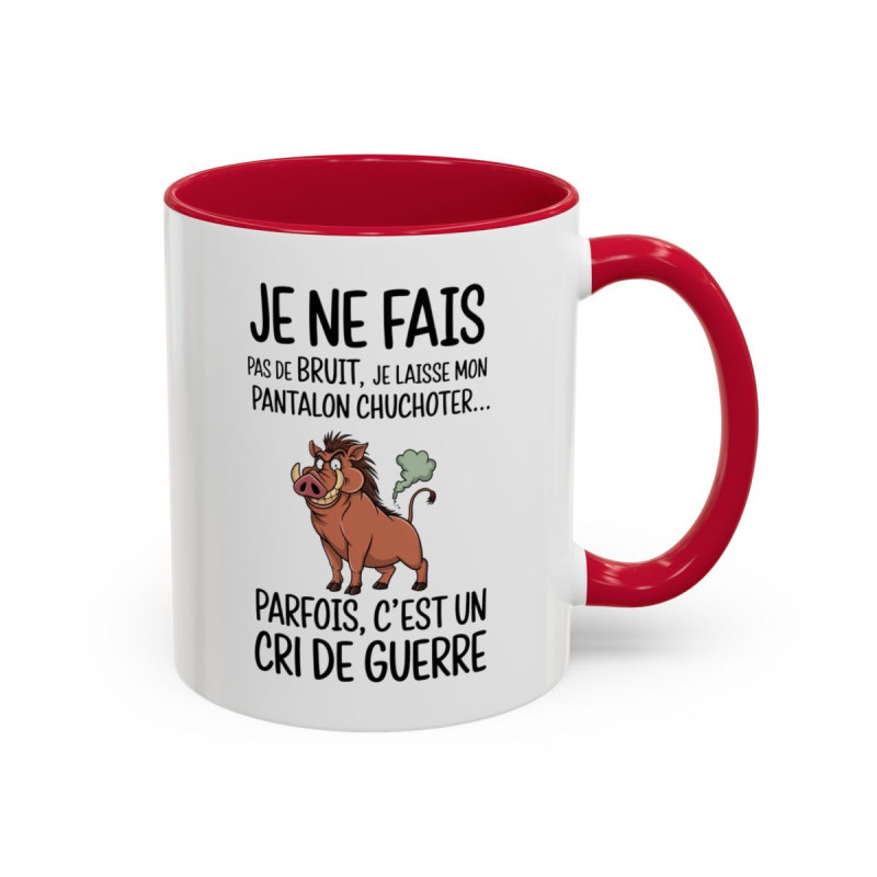 Tasse Humour Sanglier Drôle – Mug Je Ne Fais Pas De Bruit Cadeau Blague Adulte Noir Bleu Rouge 325ml
