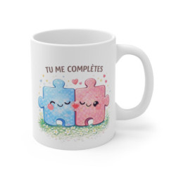 Mug Amour Couple – “Tu Me Complètes” – Tasse Romantique Cadeau Amoureux 325ml