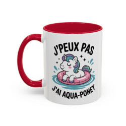 Mug J’peux pas j’ai Aqua-Poney – Tasse Humour Licorne Cadeau Femme Fille Collègue Noir Bleu Rouge 325ml