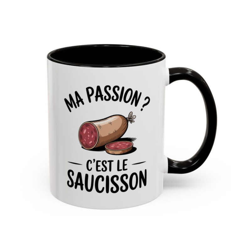 Mug Ma Passion C’est le Saucisson – Tasse Humour Apéro Cadeau Homme Collègue Amateur de Saucisson