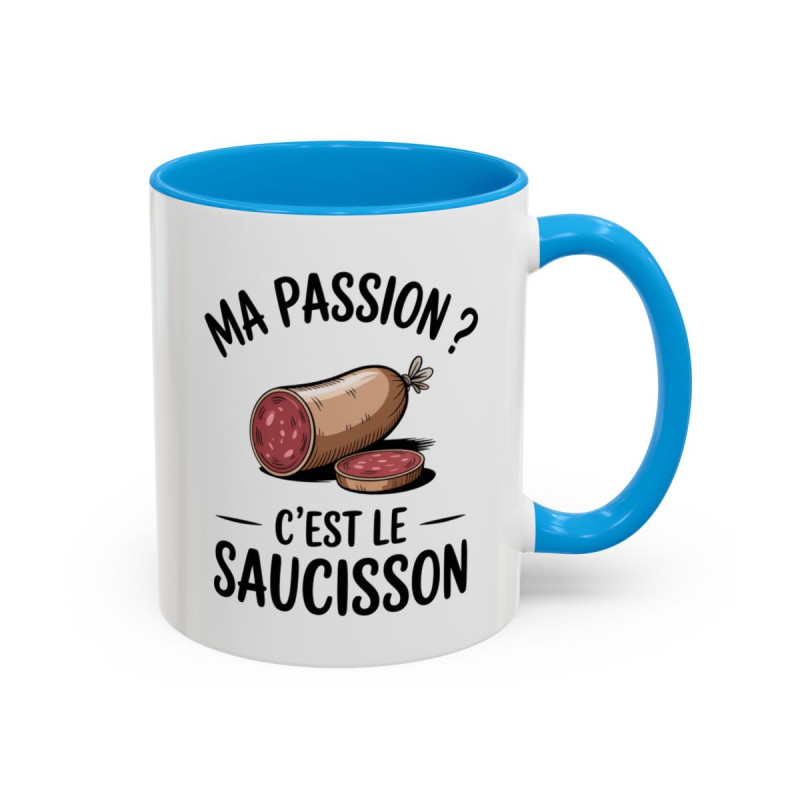 Mug Ma Passion C’est le Saucisson – Tasse Humour Apéro Cadeau Homme Collègue Amateur de Saucisson