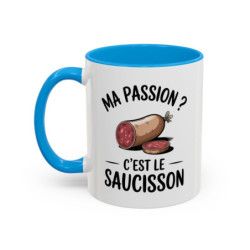 Mug Ma Passion C’est le Saucisson – Tasse Humour Apéro Cadeau Homme Collègue Amateur de Saucisson