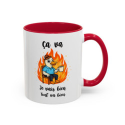 Mug Ça Va Je Vais Bien Tout Va Bien – Tasse Humour Canard Cadeau Collègue Travail Humour Noir Bleu Rouge 325ml