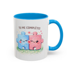 Mug Tu me Complètes – Tasse Amour Couple Puzzle Idée Cadeau Romantique Saint Valentin Anniversaire