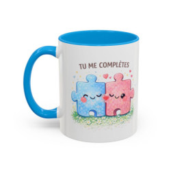 Mug Tu me Complètes – Tasse Amour Couple Puzzle Idée Cadeau Romantique Saint Valentin Anniversaire