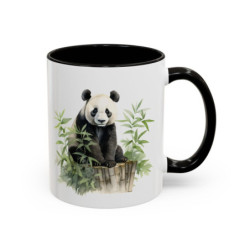 Mug Panda Mignon – Tasse Panda Bambou Illustration Artistique Idée Cadeau Amoureux des Pandas Noir Bleu Rouge 325ml