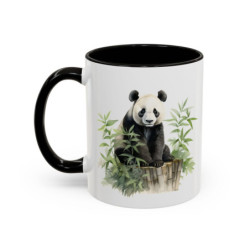 Mug Panda Mignon – Tasse Panda Bambou Illustration Artistique Idée Cadeau Amoureux des Pandas Noir Bleu Rouge 325ml