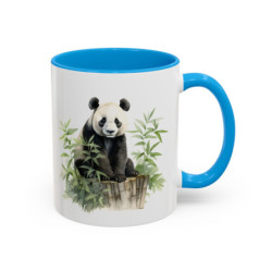 Mug Panda Mignon – Tasse Panda Bambou Illustration Artistique Idée Cadeau Amoureux des Pandas Noir Bleu Rouge 325ml