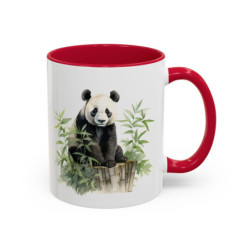 Mug Panda Mignon – Tasse Panda Bambou Illustration Artistique Idée Cadeau Amoureux des Pandas Noir Bleu Rouge 325ml