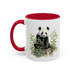Mug Panda Mignon – Tasse Panda Bambou Illustration Artistique Idée Cadeau Amoureux des Pandas Noir Bleu Rouge 325ml