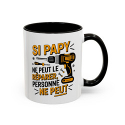 Mug Papy Bricoleur – Tasse Humour Grand-Père Idée Cadeau Bricolage Noir Bleu Rouge 325ml