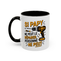 Mug Papy Bricoleur – Tasse Humour Grand-Père Idée Cadeau Bricolage Noir Bleu Rouge 325ml