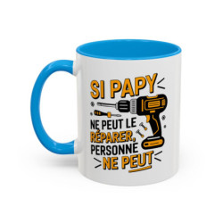 Mug Papy Bricoleur – Tasse Humour Grand-Père Idée Cadeau Bricolage Noir Bleu Rouge 325ml